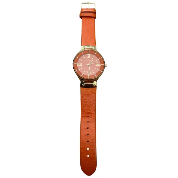 ANNE KLEIN • Orange & Gold Leather Watch - Picture 4 of 10